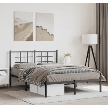 Ložnice vidaXL Kovový rám postele s čelem 135 x 190 cm [355609] Barva: Černá