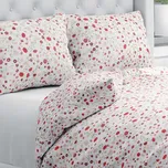 Bavlněné ložní povlečení Sandra SA-719 Červeno-béžové drobné květiny na bílém Jednolůžko 140x200 a 70x90 cm