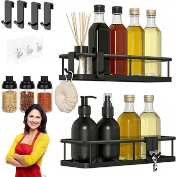 ORGANIZÉR DO SPRCHY BEZ VRTÁNÍ SE 4 HÁČKY NOSNOST 18 KG ČERNÝ