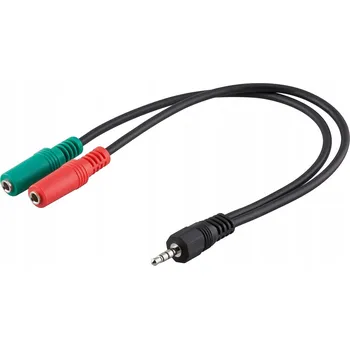 Audio kabel Audio adaptér Goobay 3,5 mm 4-pin na 2 x 3,5 mm 3-pin 0,30 m černý