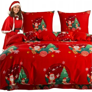 Povlečení SADA POVLEČENÍ VÁNOČNÍ 3D 160x200 STROMEČEK BAŇKY MIKULÁŠ 3226