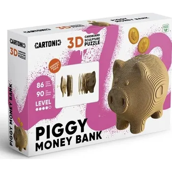 Puzzle Cartonic 3D PUZZLE - PIGGY pokladnička, 86 dílků, LEVEL4 g510041