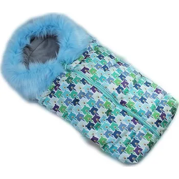 Fusak Fusak nejen do autosedačky Baby Nellys ® Eskymo s kožíškem, medvědi v mátě/modrý