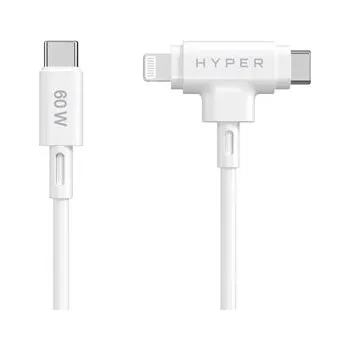 Datový kabel HyperJuice - Kabel Lightning - 24 pin USB-C s piny (male) do 24 pin USB-C, Lightning s piny (male) - 1.5 m - bílá HJ4010WHGL