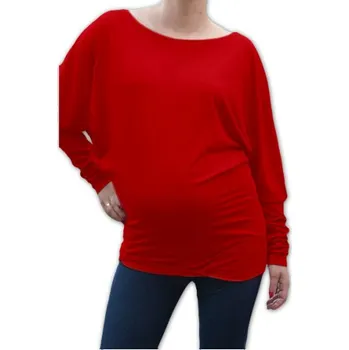 Těhotenské šaty Be MaaMaa Symetrická těhotenská tunika - červená