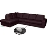 Kožená sedací souprava s rozkladem na každodenní spaní ALEXIE - rohová, levá, vínová (bordeaux 305)