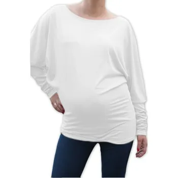 Těhotenské šaty Be MaaMaa Symetrická těhotenská tunika - bílá