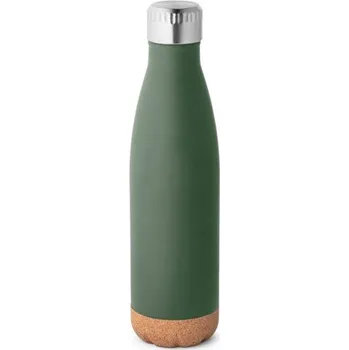 Termohrnek SOLBERG. Termoska z nerezové oceli a korkovou základnou 560 ml - Vojenská Zelená