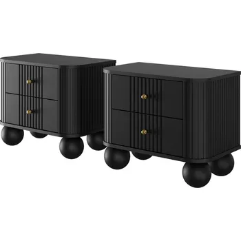 Noční stolek Sada nočních stolků Vesper s kulovými nožkami 2 ks. - Meble Bogart Béžová 56x48 cm