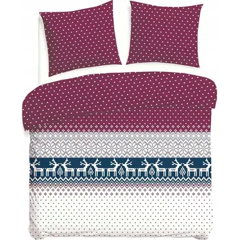 Povlečení Povlečení vánoční 220x200 FLANELOVÉ BAVLNĚNÉ S CHLOUPKEM sobi a puntíky