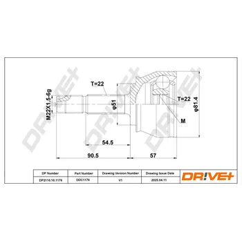 Hřídel nápravy Sada kloubu hnacího hřídele DRIVE+ DP2110.10.1176