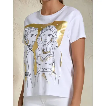 Sinsay - Tričko s lesklým potiskem - bílá - 8814J-00X - 8814J-00X-XL