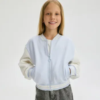 Dívčí mikina Reserved - Bomber mikina na zip - bleděmodrá - 637BF-05X - 637BF-05X-116