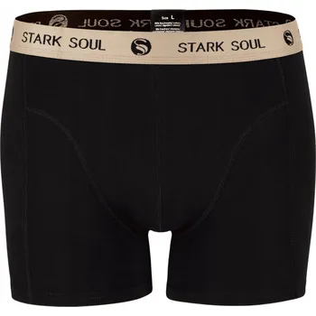 Pánské bavlněné boxerky M pohodlné prodyšné ČERNÉ s béžovým pasem