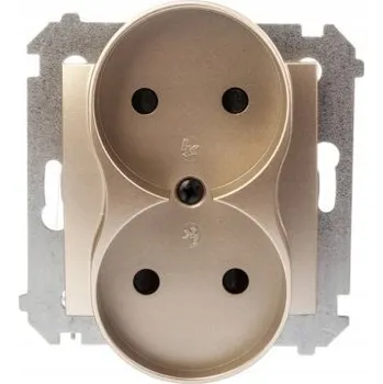 Elektrická zásuvka SIMON 54 Dvojitá zásuvka 16A IP20 Zlatá Matná DG2MZ.01/44