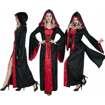 Kostým rubínové upírky pro dospělé ( šaty s kapucí ), vel. S