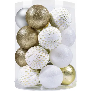 Vánoční dekorace Vánoční Baňky vánoční kulaté 8 cm nerozbitné bílé 20 ks