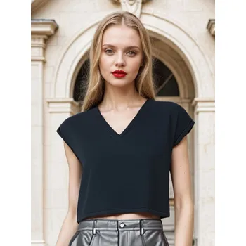 Dámské oblečení Sinsay - Bavlněné tričko - černá - 8271J-99X - 8271J-99X-XS-1