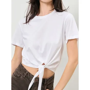 Dámské tričko Sinsay - Tričko zavazované v pase - bílá - 750IN-00X - 750IN-00X-XS