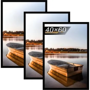 Rám na obraz Balení 3 obrazových rámů 40x60 cm, černé, obrazové rámy 60x40 vyrobené z dřevěného kompozitu, rámy
