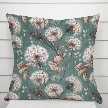 Povlak na polštářek Bavlněný povlak na polštář Sandra SA-716 Podzimní pampelišky na zeleném 40 x 60 cm