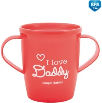 dětská jídelní sada Hrneček Canpol Babies - červený I LOVE DADDY