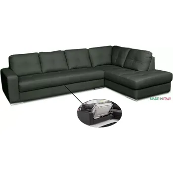 Sedací souprava Kožená sedací souprava s rozkladem na každodenní spaní ALEXIE - rohová, pravá, zelená (green 321)