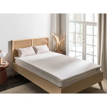 Bytový textil Vrchní matrace bílá latexová pěna polyesterový potah 120 x 200 cm komfortní vrstva podložka Beliani