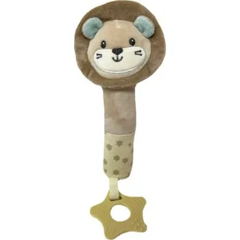 Plyšová hračka s pískátkem a kousátkem Lvíček - béžová