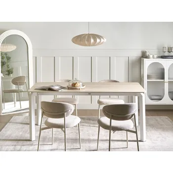 Zahrada Zahradní jídelní stůl bílý mramor slinutý kámen železný rám UV Odolný proti vodě a rzi Venkovní Vnitřní jídelna Terasa Moderní styl Beliani