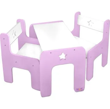 Sada nábytku Star - Stůl + 2 x židle - růžová s bílou