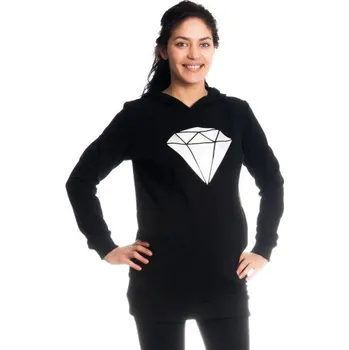 Těhotenská móda Be MaaMaa Těhotenské a kojící triko/mikina Diamant, dl. rukáv, černé, vel. XS