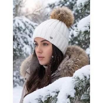 Čepice Nádherná dámská čepice s bambulí Andrea - sněhově bílá, Varianta: Čepice, VELIKOST UNI