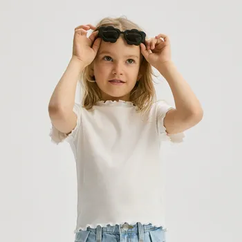 Dětská móda Reserved - Tričko s ozdobným lemováním - krémová - 840GB-01X - 840GB-01X-146