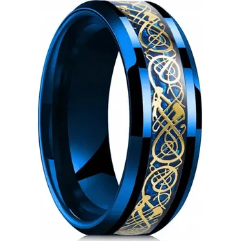 Prsten Prsten Drak Keltský Modrý Zlatý Signet Wolfram