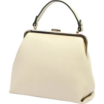 Kabelka Kožená kufříková kabelka Luka 24-024 světle béžová