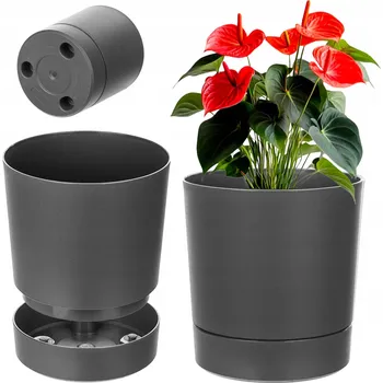 Květináč Šedý plast Květináč Kadax 34,5 cm x 34,5 x 37 cm