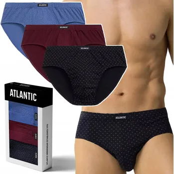 Slipy ATLANTIC 3MP-179 Pánské slipy přiléhavé BAVLNĚNÉ 3-BALENÍ - L