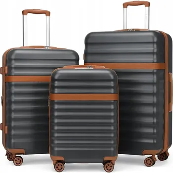 Sada 3 cestovních ABS+PC kufrů Kono 33L/57L/87L - šedo hnědá