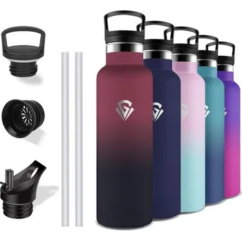 Termoska Láhev na vodu Grsta z nerezové oceli, termoska 750 ml, láhev na pití s brčkem, bez BPA,