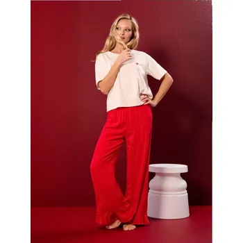 Dámská móda Sinsay - Dvoudílné bavlněné pyžamo - béžová - 482HF-02X - 482HF-02X-XS