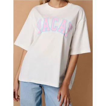 Oblečení a móda Sinsay - Bavlněné tričko s nápisem - krémová - 214IN-01X - 214IN-01X-XXL