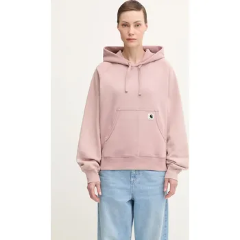 Dámské oblečení Bavlněná mikina Carhartt WIP W’ Hooded Hudson, L, růžová, 34X