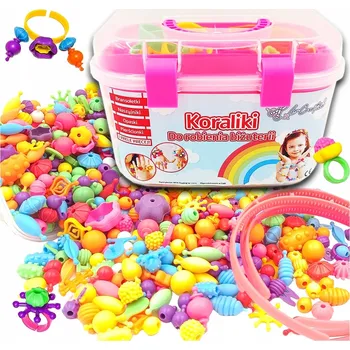 Dětské navlékací korálky Sada na výrobu šperků 500 ks, modulární korálky, 6 let +