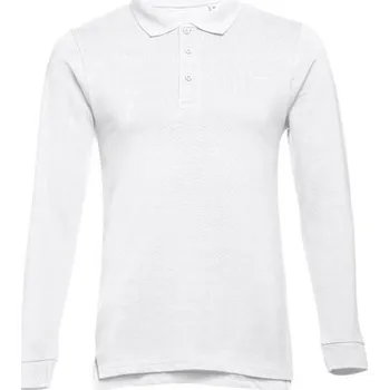 Pánské tričko THC BERN WH. Pánské bavlněné polo tričko s dlouhým rukávem - Bílá / XL