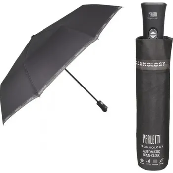 Perletti automatický skládací deštník s pouzdrem, černý