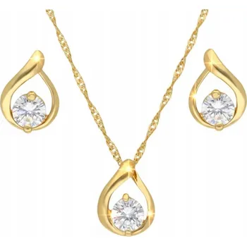 Souprava šperků POZLACENÁ SADA ŠPERKŮ DROBNÉ ROZTOMILÉ SLZIČKY SE ZIRKONY - PEcky