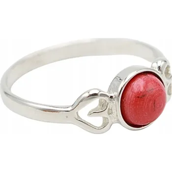 Prsten STŘÍBRNÝ PRSTÝNEK S KORÁLEM stříbro 925 KORÁL vel. 15