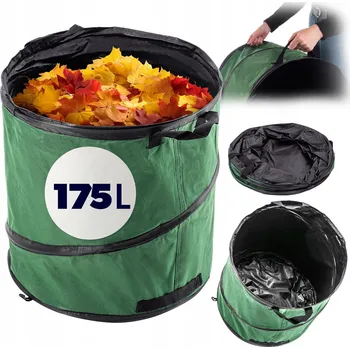 Odpadkový koš ZAHRADNÍ PYTEL KOŠ NA LISTÍ ODPAD TRÁVU SKLÁDACÍ PEVNÝ S UCHYTY 175 L