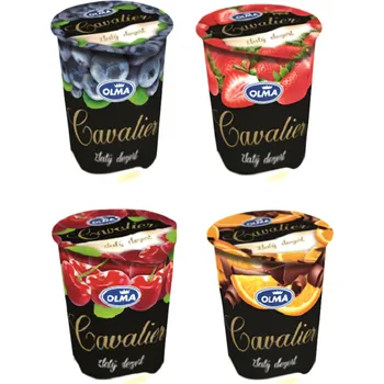 Olma Cavalier mléčný dezert mix příchutí (Čokoláda s pomerančem, Borůvka, Slaný karamel, Javorový sirup s vlašským ořechem) 140g